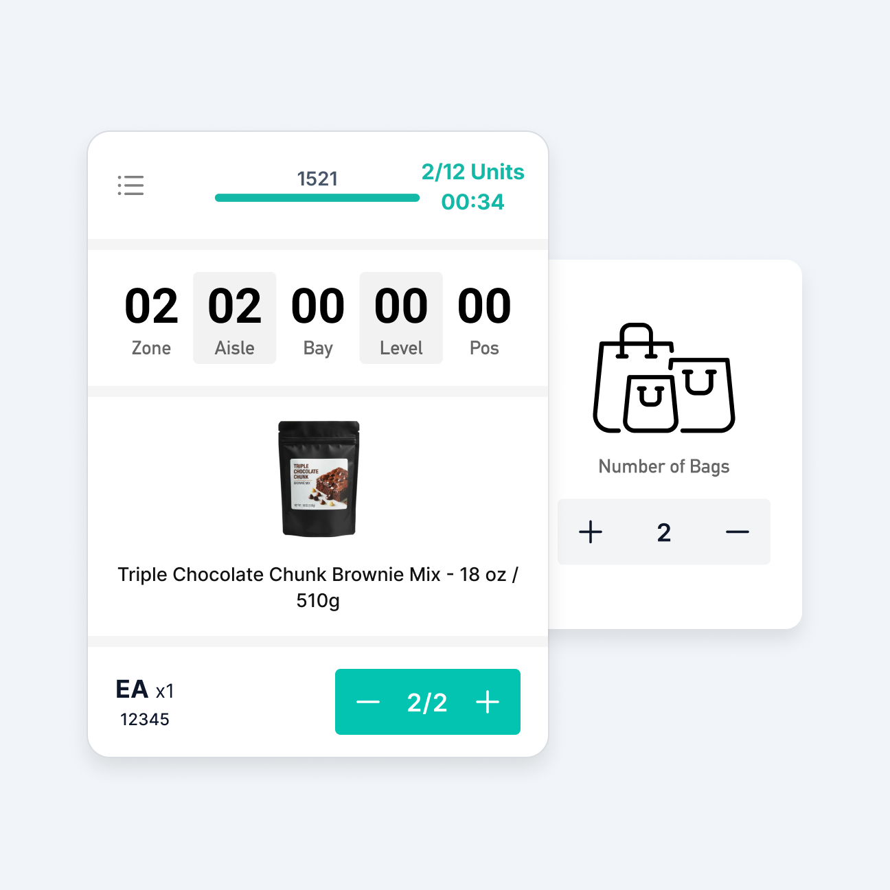 Dashboard showing pickup times for orders, with three entries for Jordan and Beth including progress bars and circular timers reading 00:45.